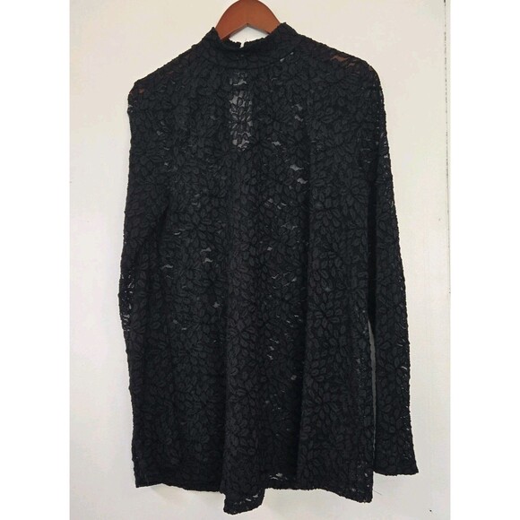 Jessica Simpson Top Womens L Black Lace Maternity High Neck Sheer Whimsigoth - Picture 4 of 7